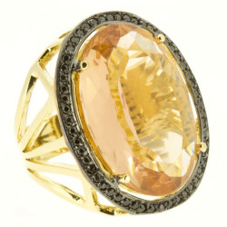Anel Oval Topázio e Preto