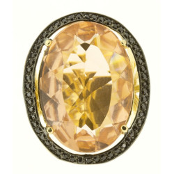 Anel Oval Topázio e Preto