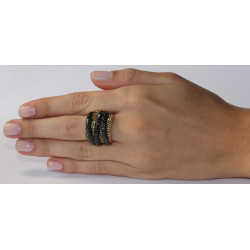 Anel Cruzado Preto e Amarelo
