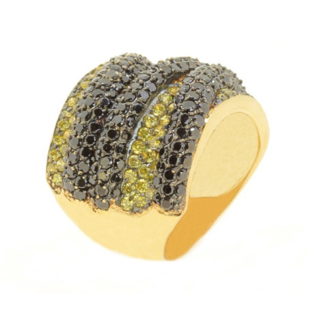 Anel Cruzado Preto e Amarelo
