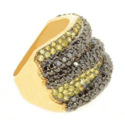 Anel Cruzado Preto e Amarelo