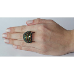 Anel Listras Verde e Preto