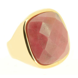 Anel Quadrado Rosa Escuro