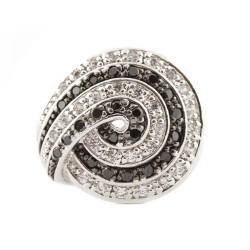 Anel Redondo Branco e Preto