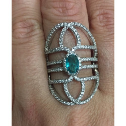 Anel Ródio com Turmalina Verde