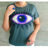 Camiseta Cinza Olho Grego Lilás
