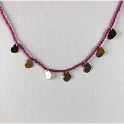 Colar Rosa Corações