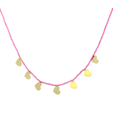 Colar Rosa Corações