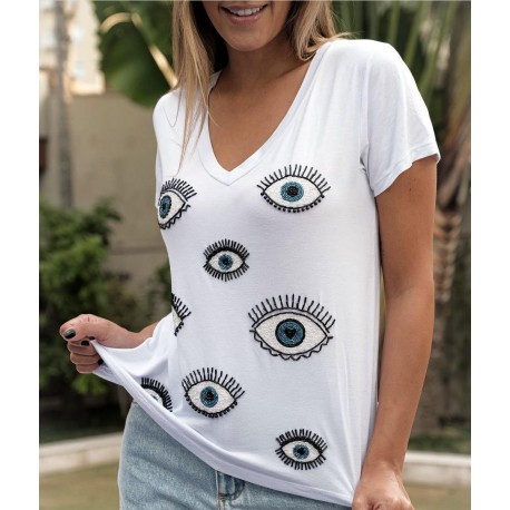 Camiseta Branca Olhos Gregos