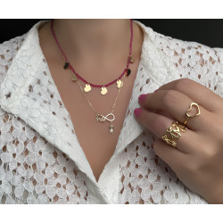 Colar Rosa Corações