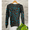 Blusa Tricot Oncinha Azul Blusa Tricot Oncinha Azul
