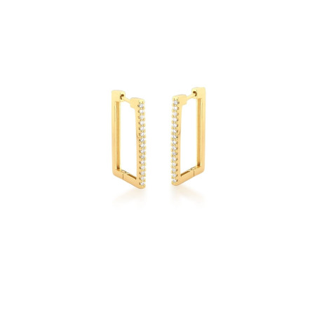 Argola Dourada Retangular Zircônias