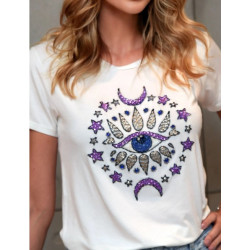 Camiseta Branca Olho Grego Lilás