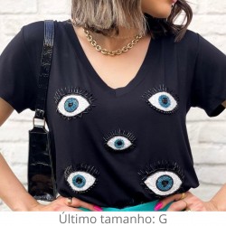 Camiseta Preta Olhos Gregos