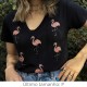 Camiseta Preta Flamingos
