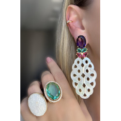 Anel Madrepérola Flores