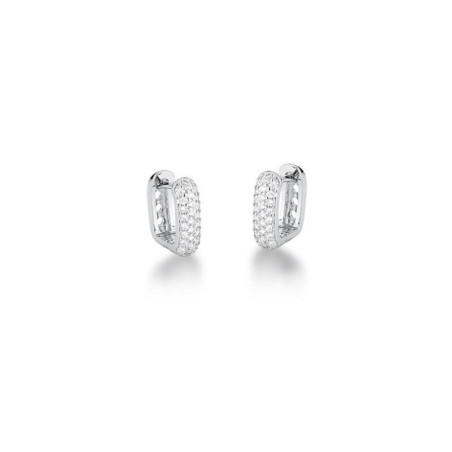 Argola Prateada Quadrada Zircônias