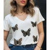 Camiseta Branca Borboletas Camiseta Branca Borboletas