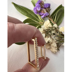 Argola Dourada Retangular Zircônias