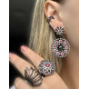 Anel Pedras Rosa e Zircônias Anel Pedras Rosa e Zircônias