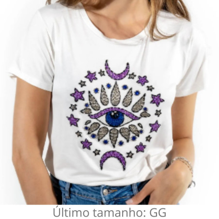 Camiseta Branca Olho Grego Lilás