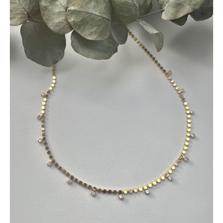 Colar Dourado Zircônias