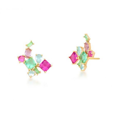 Brinco Ear Cuff Verde Rosa