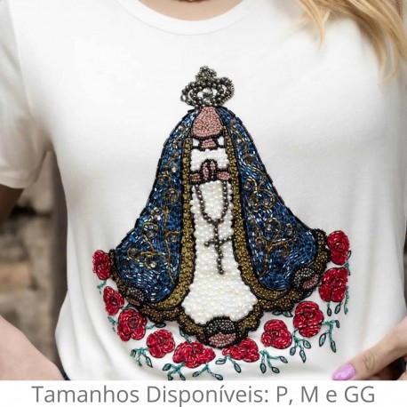 Camiseta Branca Aparecida Flores