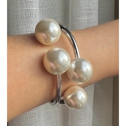 Pulseira Prateada Pérolas