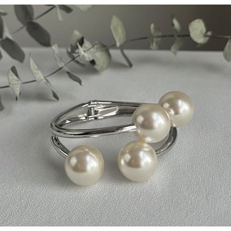 Pulseira Prateada Pérolas