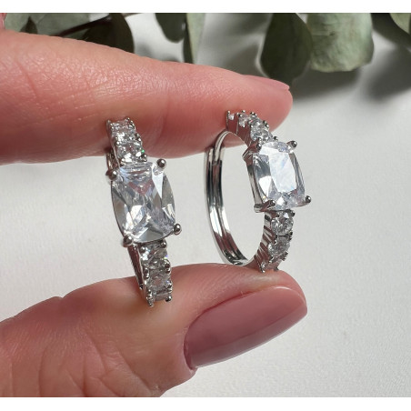 Argola Prateada Cristal