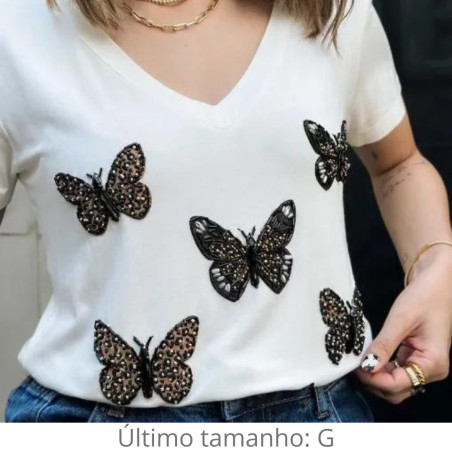 Camiseta Branca Borboletas