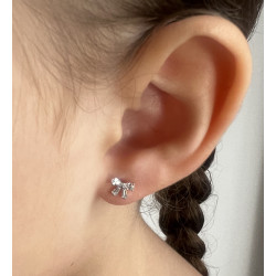 Brinco Infantil Lacinho Prateado