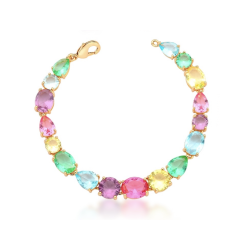 Pulseira Dourada Pedras Coloridas