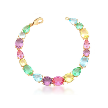 Pulseira Dourada Pedras Coloridas