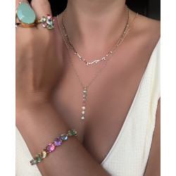 Pulseira Dourada Pedras Coloridas