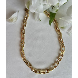 Colar Elos Dourados Quadrados