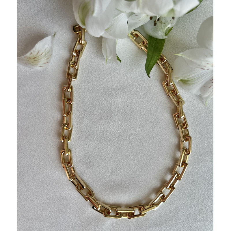 Colar Elos Dourados Quadrados