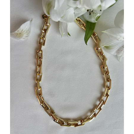 Colar Elos Dourados Quadrados
