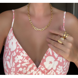 Colar Elos Dourados Quadrados